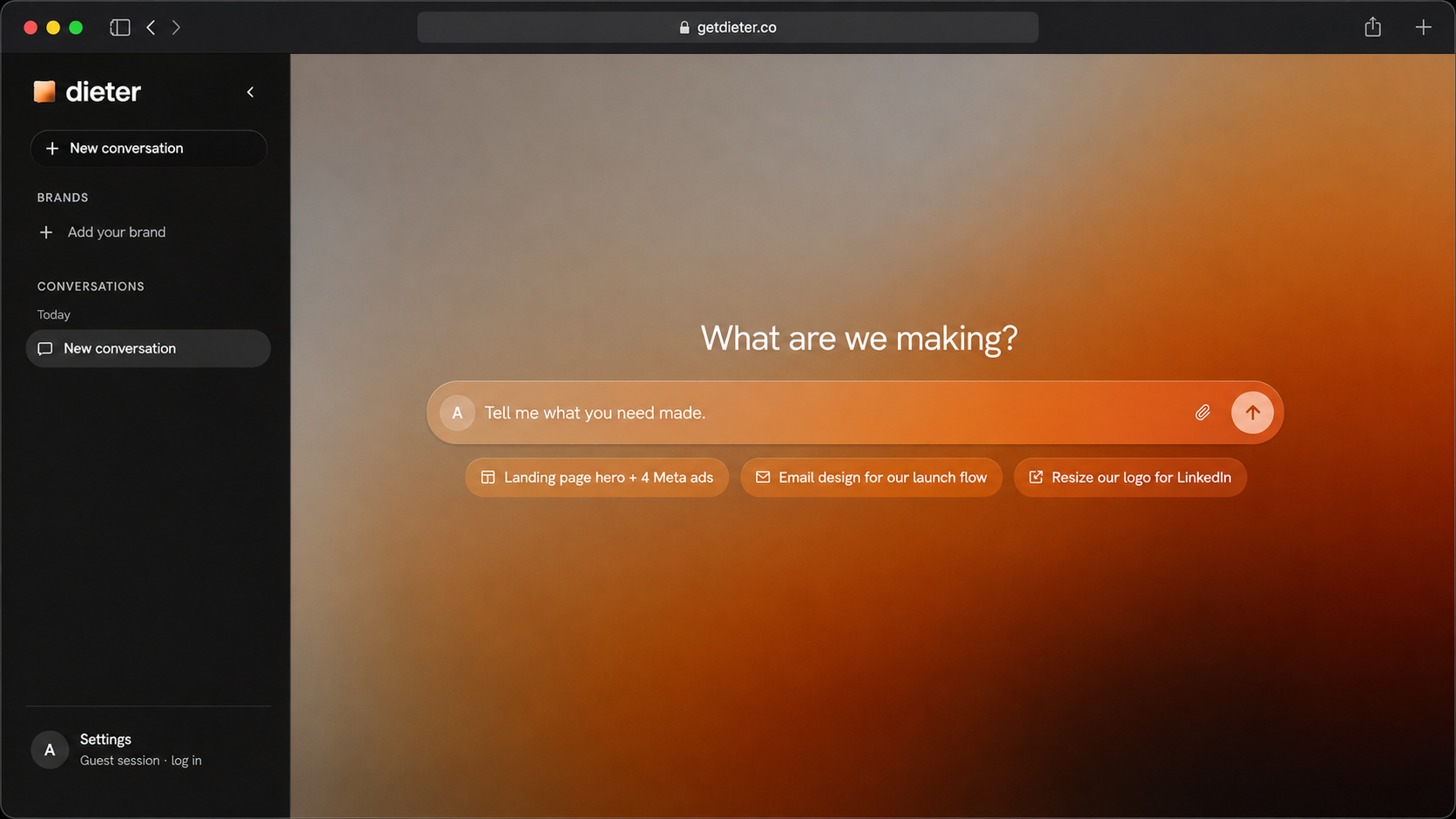 Dieter chat — tell it what you need and get it designed